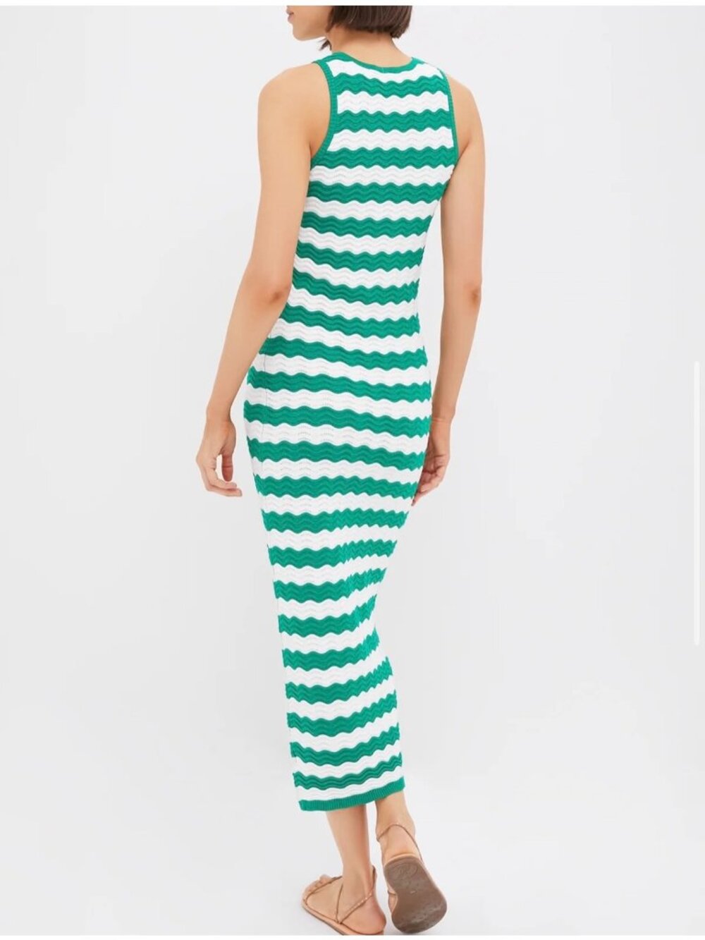 Hyacinth House Tuckernuck Green & White Wavy Knit Stripe Wilder Dress Size M - Picture 2 of 13
